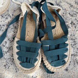 Mango Kids Teal Canvas Espadrilles